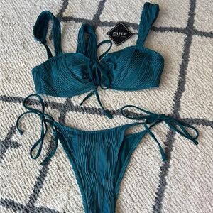 NWT Zaful Teal Bikini Set small